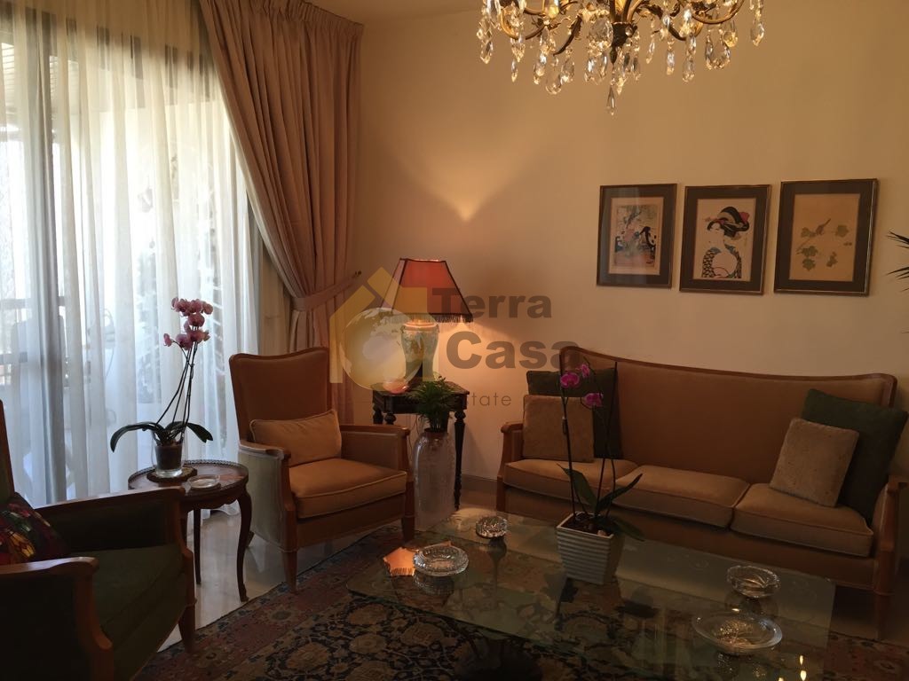 mansourieh fully furnished apartment with open sea view for rent .